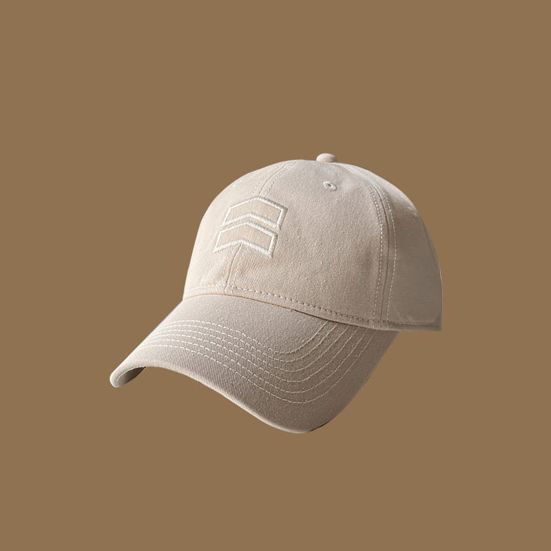 Men’s large fit beige cotton baseball cap with a subtle embroidered logo on the front.