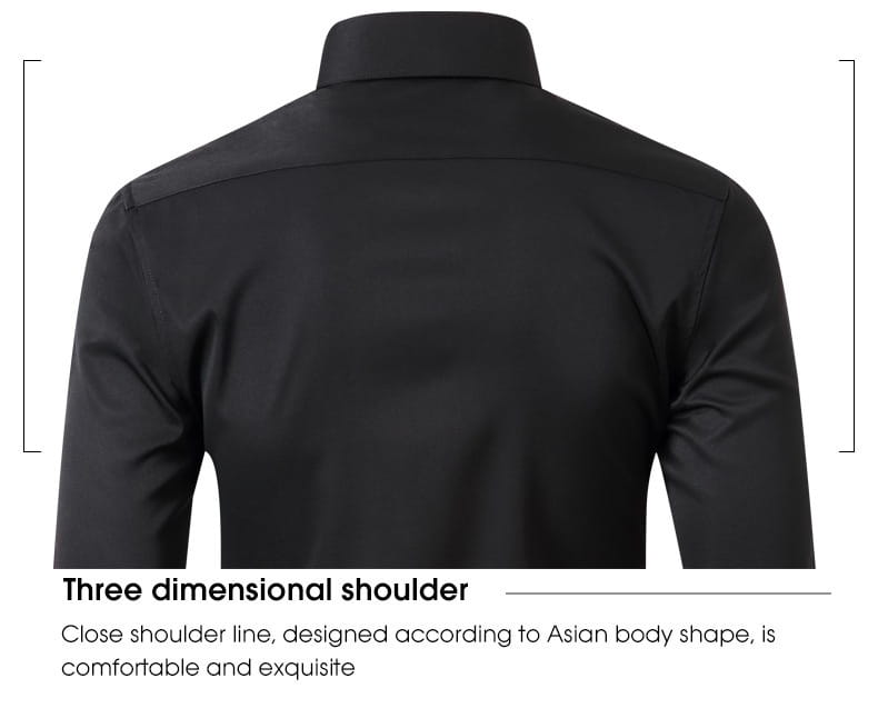 Herren Slim-Fit Business-Kleidhemd mit langem Arm in Schwarz mit tailliertem dreidimensionalem Schulterdesign.