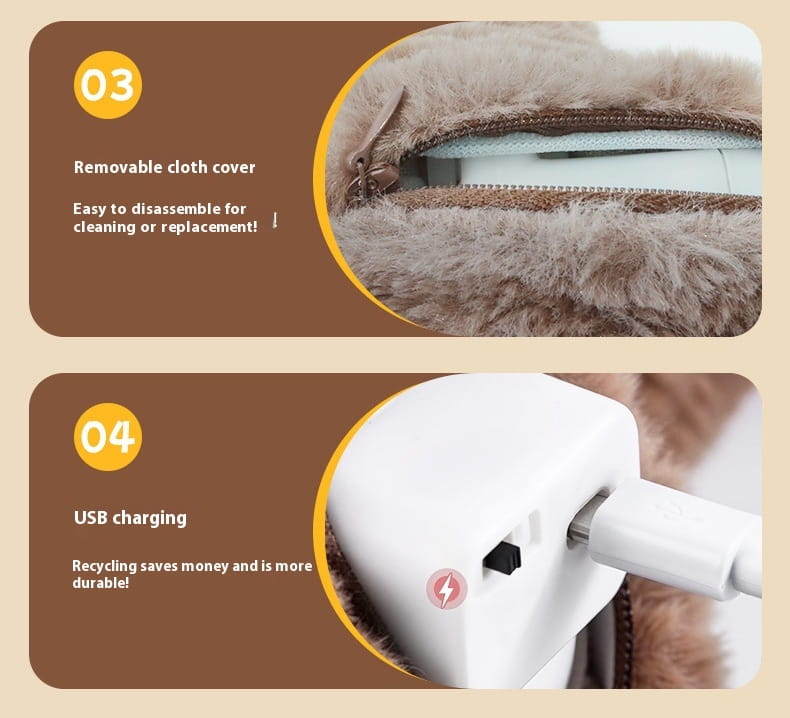 Furry beige cloth cover with zipper for interactive bird cat toy automatic sounding plush sparrow designed for easy cleaning or replacement.
