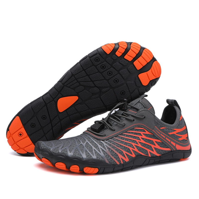 Breathable non slip quick dry water sports shoes in white and blush pink with a mesh upper and segmented rubber sole
