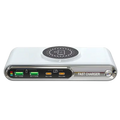 White and silver 72w wireless fast charger with multiple usb ports and multiple protection mechanisms rohs fcc certified