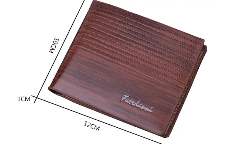 Brown leather multi-card pu wallet with textured ribbed pattern and embossed fuerdawni logo visible from the front side.