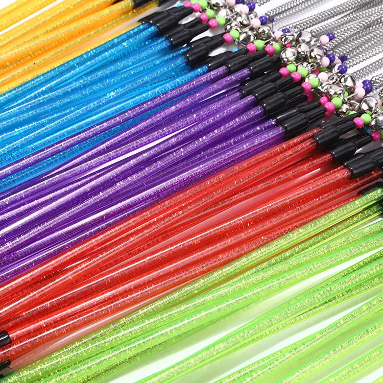 Cat Toy Spring Bell Feather Wand with Colorful Beads