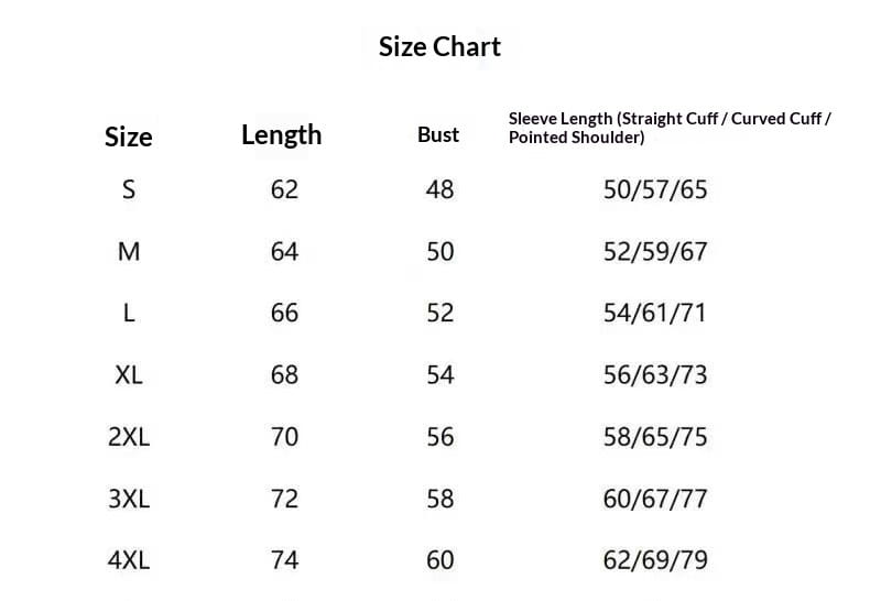 Size chart for men long sleeve knit polo sweater displaying measurements in inches across sizes small to 4XL