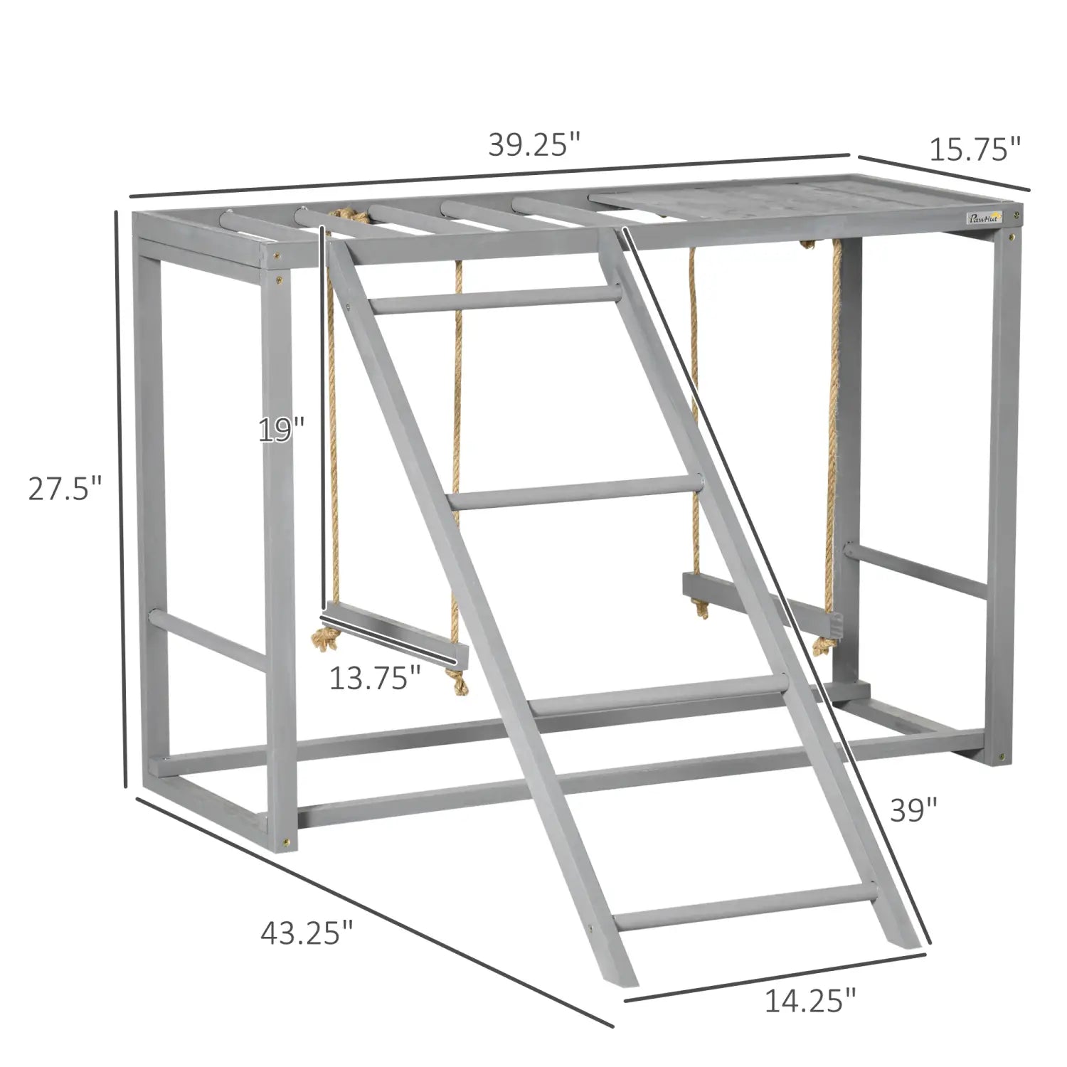 Juego de actividades para pollitos con columpio y escalera de madera