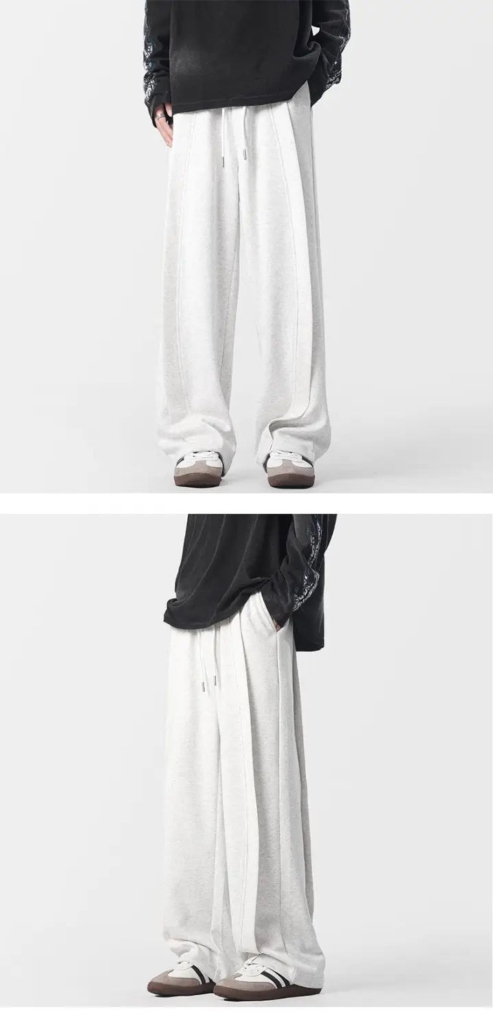 Heavyweight-Sweatpants mit geradem Bein in Weiß mit lockerer Passform, Kordelzug am Bund und entspannter Silhouette