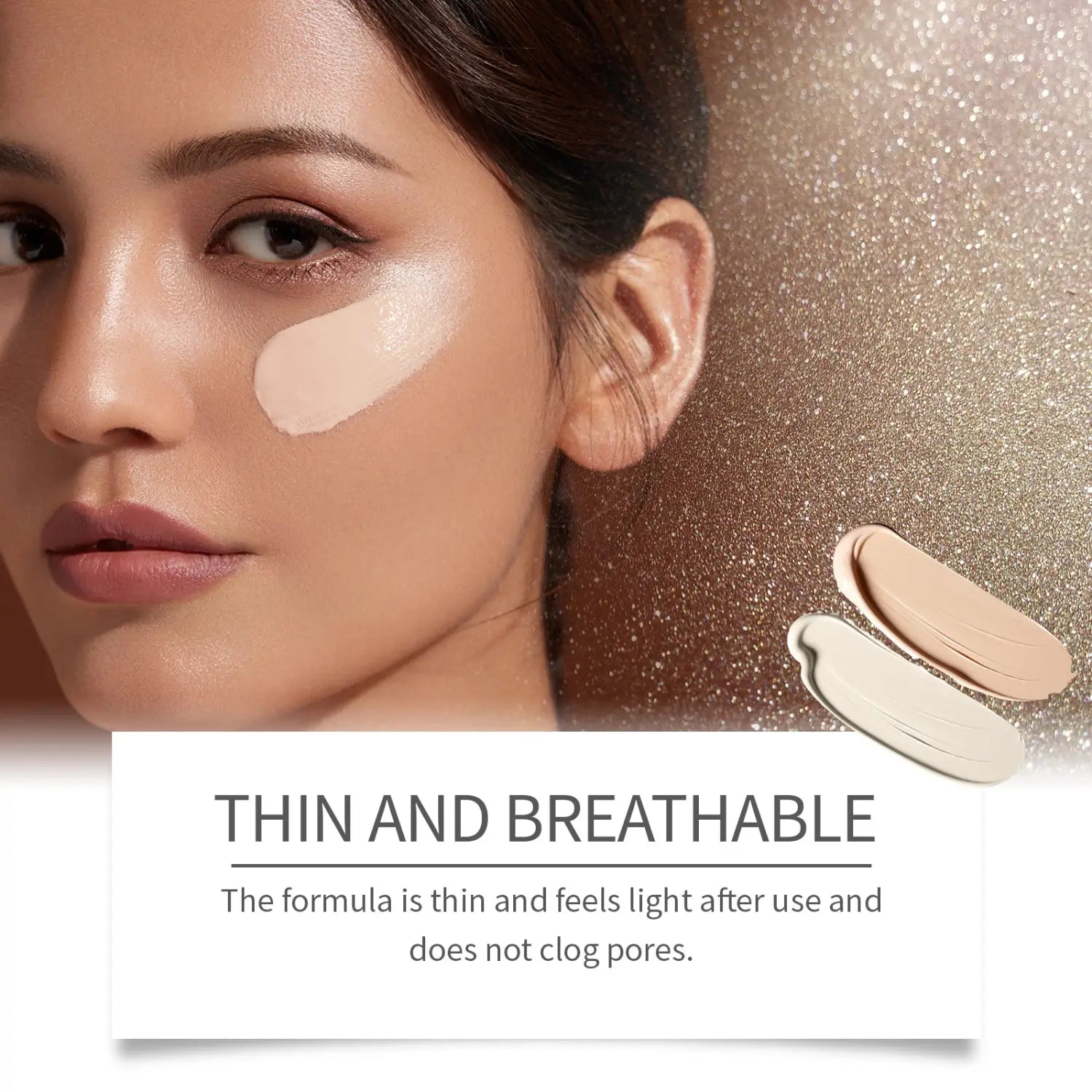 Correcteur beige fin et respirant, à la texture lisse et légère, appliqué sous l’œil à partir de la bb crème flawless cover serum hydratante 50 g.