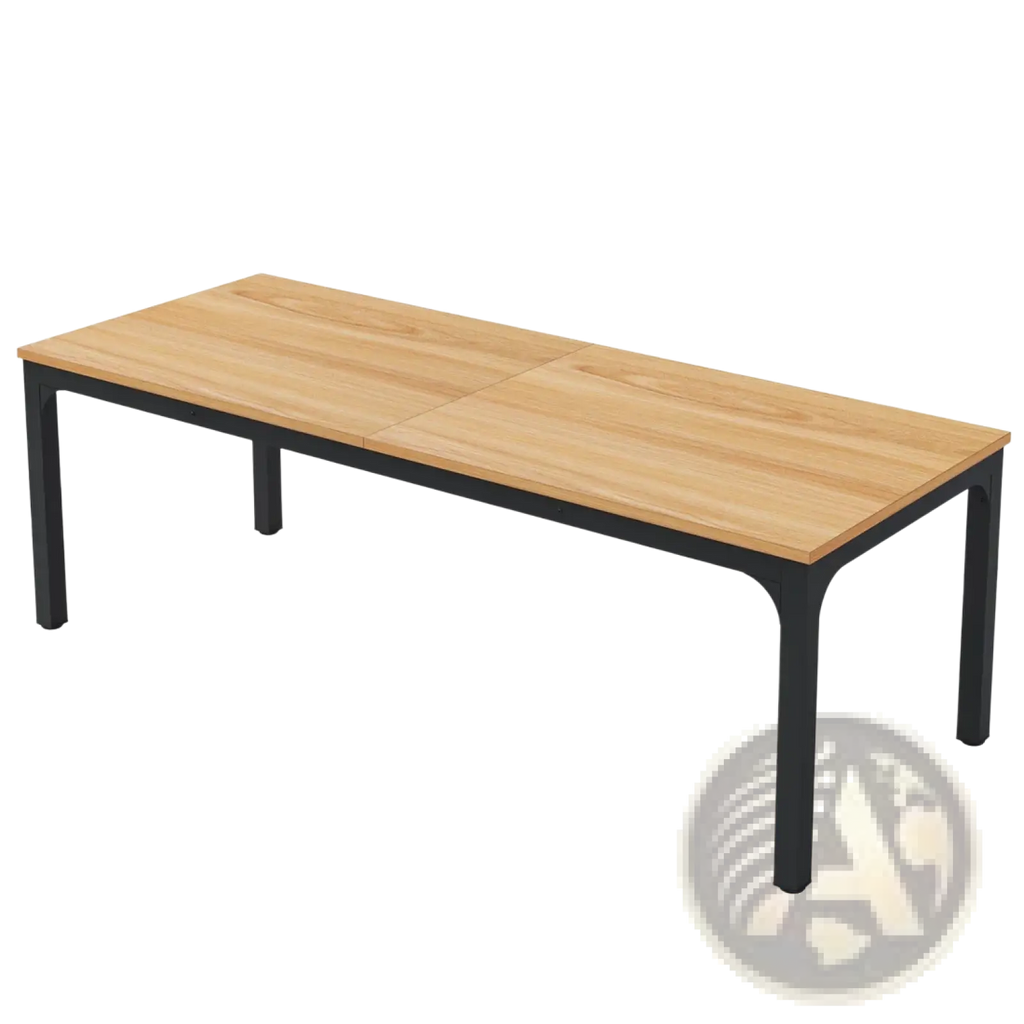 Modern rectangular 78 inch executive office desk double workstation with light oak wood top and black metal legs