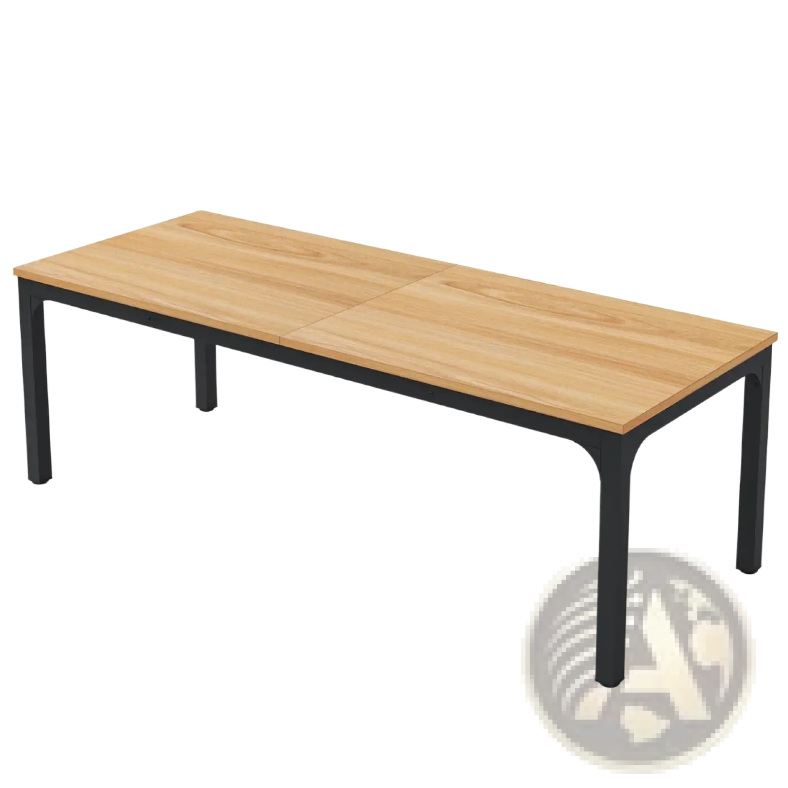 Modern rectangular 78 inch executive office desk double workstation with light oak wood top and black metal legs