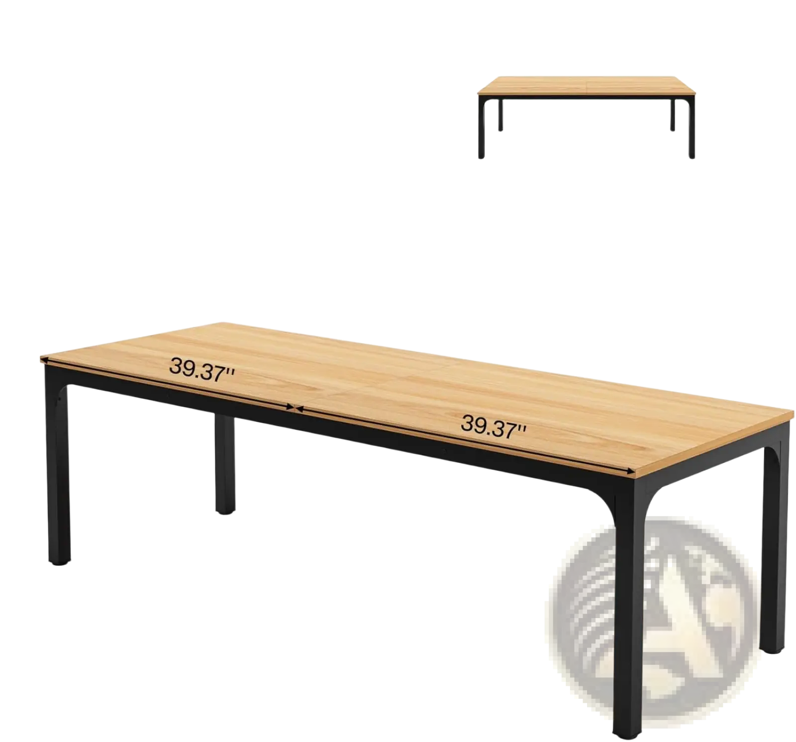 Modern rectangular 78 inch executive office desk double workstation with light wood top and black metal legs