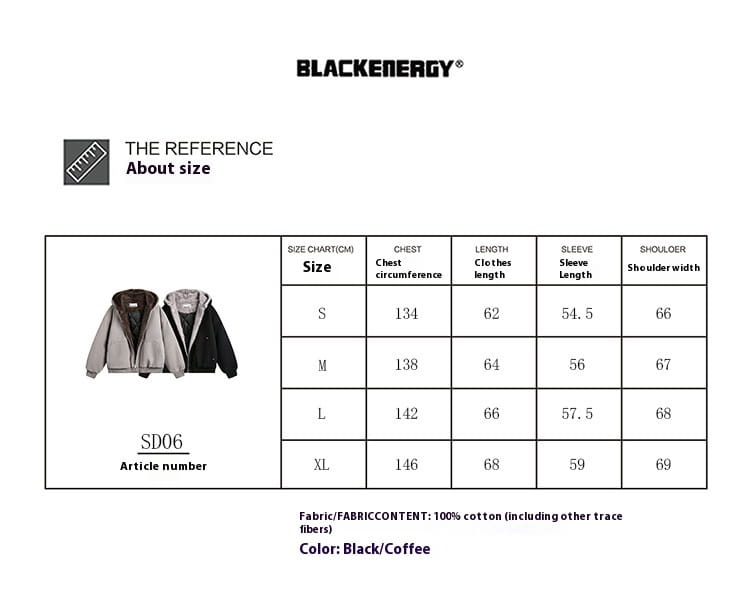 Abrigo acolchado de invierno con capucha en color negro y café, confeccionado con 100% algodón, con forro de piel sintética, para hombre y mujer