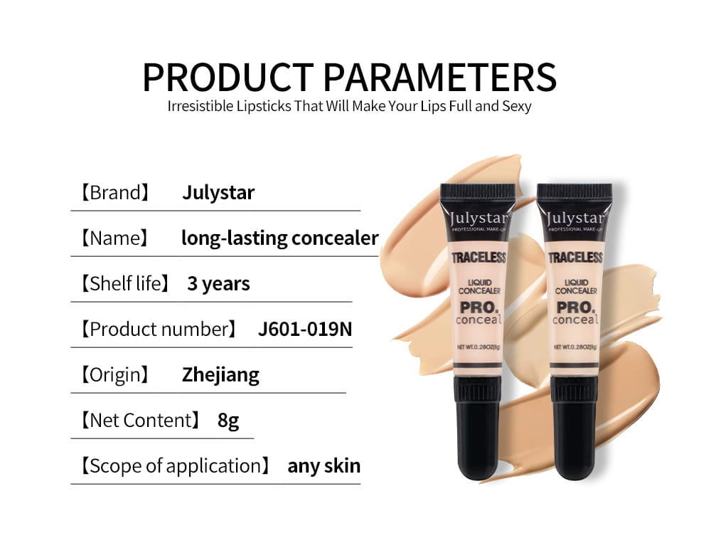 Two beige-colored liquid concealer tubes with black tops from julystar tattoo concealer traceless pro liquid makeup.