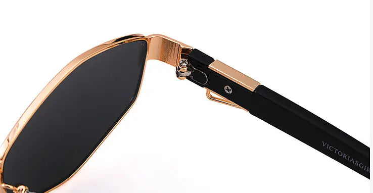 Women s octagonal chain accent gradient sunglasses with rose gold frame black lenses and a sleek modern design