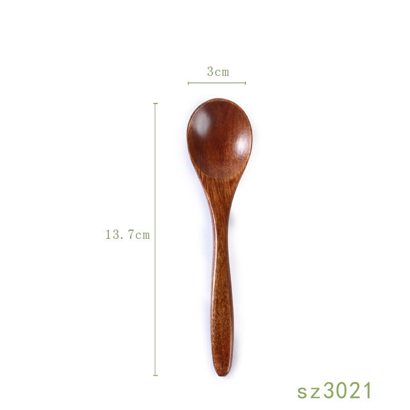 A smooth polished wooden honey spoon handcrafted from rich brown hemu wood with natural wood grain.