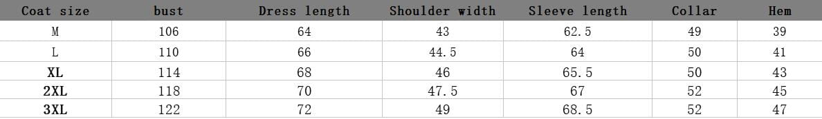 The image shows a size measurement table for mens faux leather bomber jacket with stand collar including bust dress length shoulder width sleeve length collar and hem dimensions.
