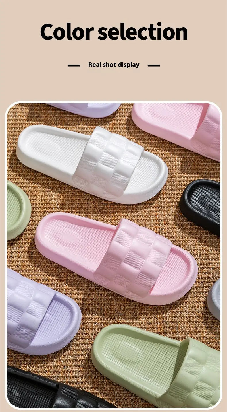 pink rubber slide sandals with a quilted strap design featuring eva soft soles for breathable comfort