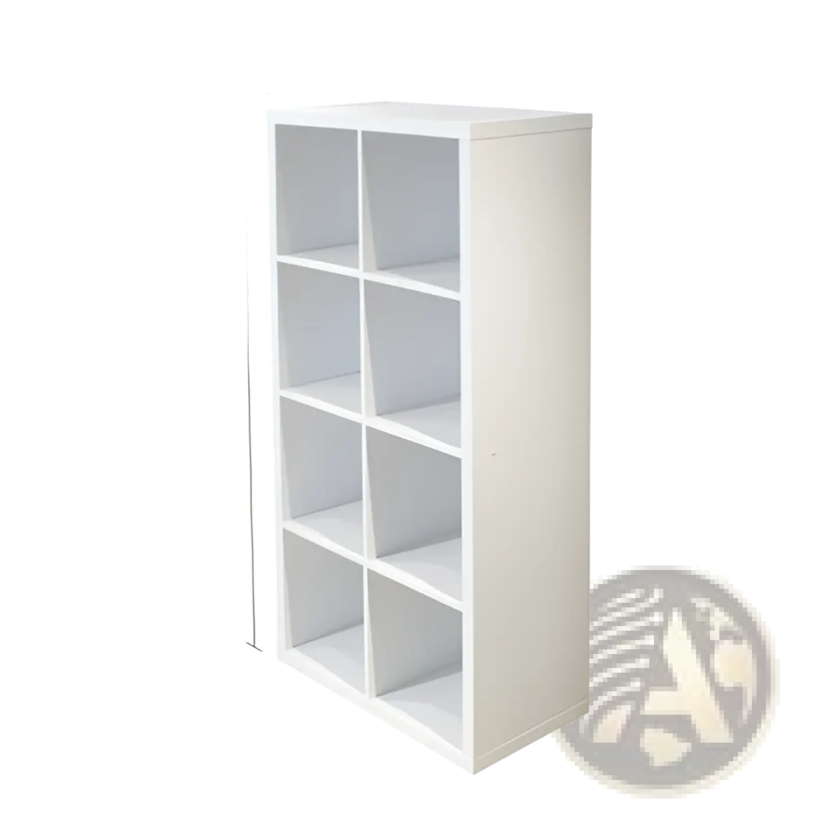 White cube bookshelf organizer with nine open compartments in a sturdy material for home and office use