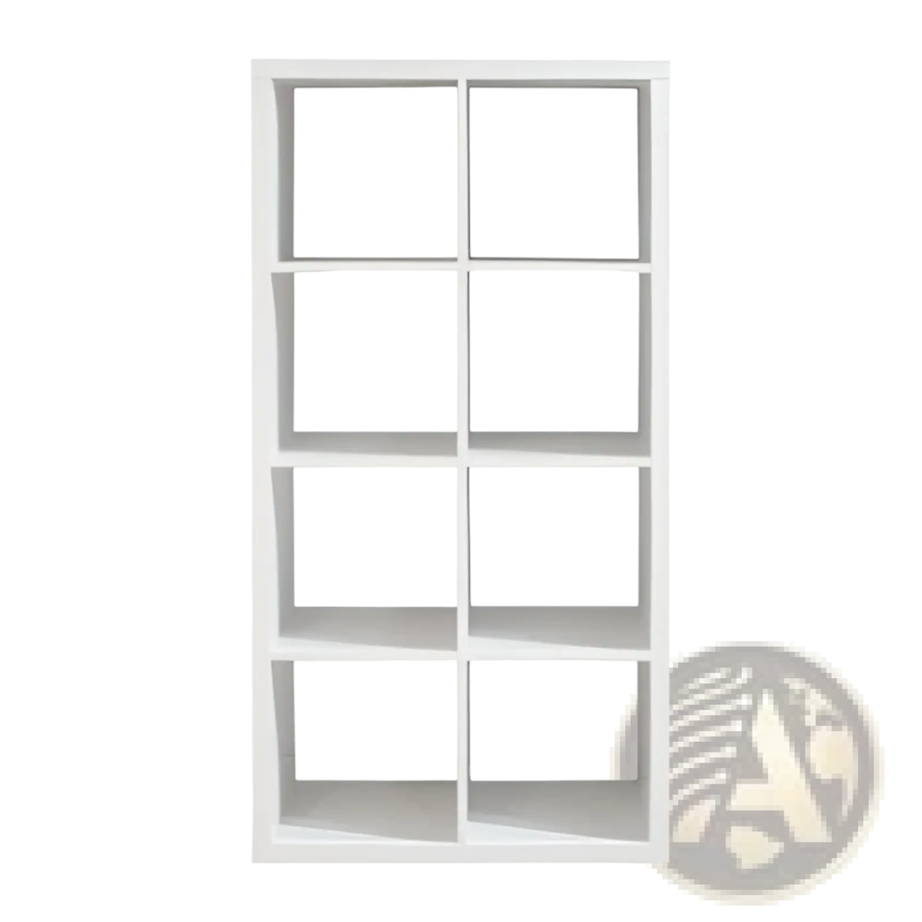 White cube shelving unit with minimalist design and clean lines in 8 cube white bookshelf organizer for home and office