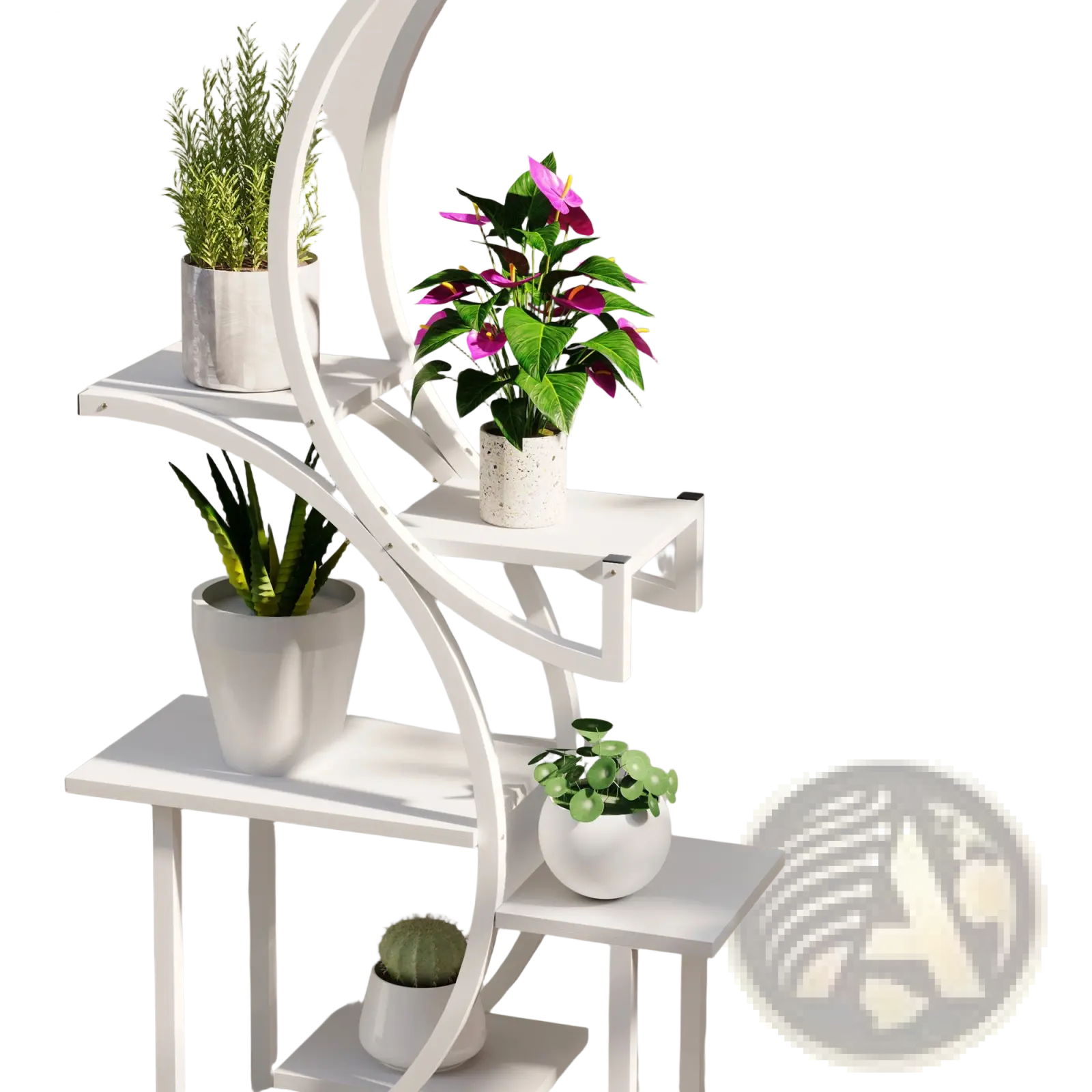 8 tier indoor plant stand white s shaped corner rack with white steel curved frame and wooden shelves