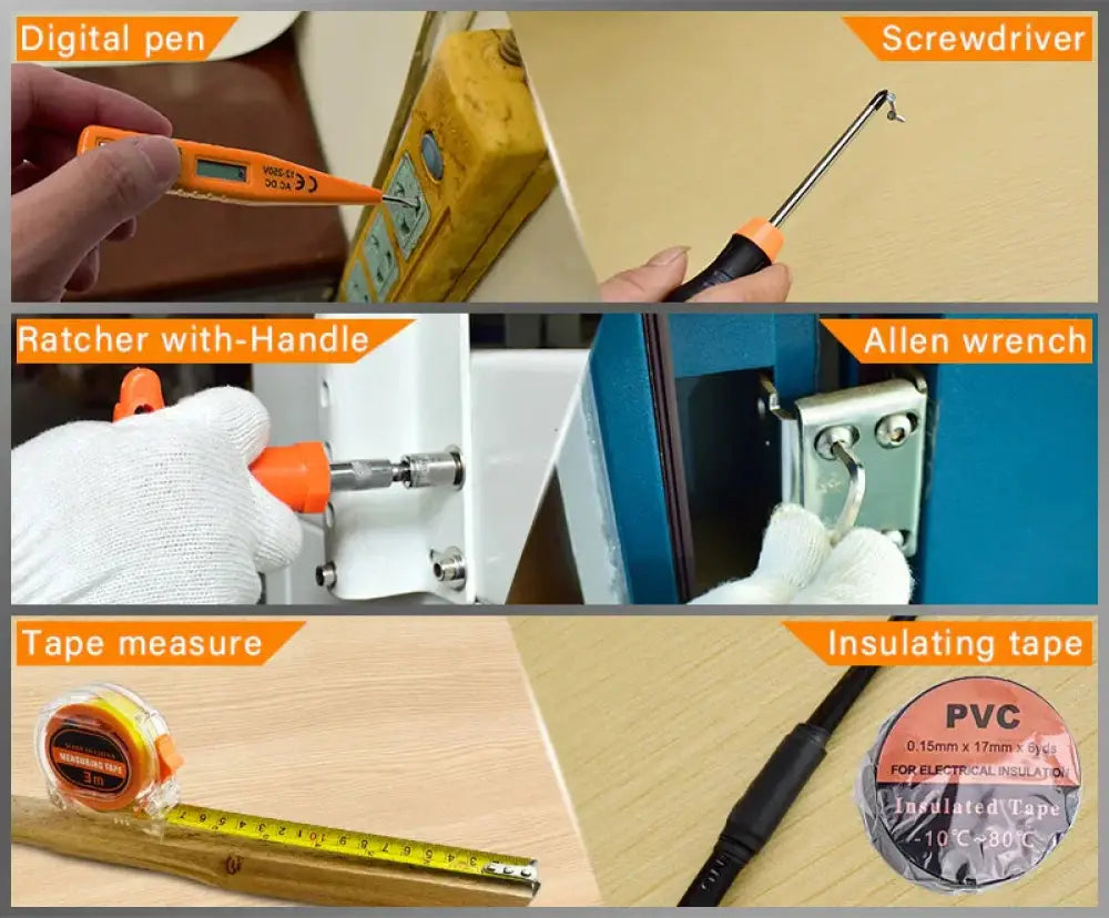Orange digital pen with lcd screen and black markings included in professional 80 piece machine repair tool set
