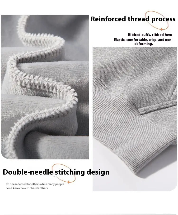 Herren-Schwergewichts-Fleece-Zip-Hoodie in Übergröße in Grau mit gerippten Bündchen und Saum; mit verstärkten Garnnähten für hohe Strapazierfähigkeit.