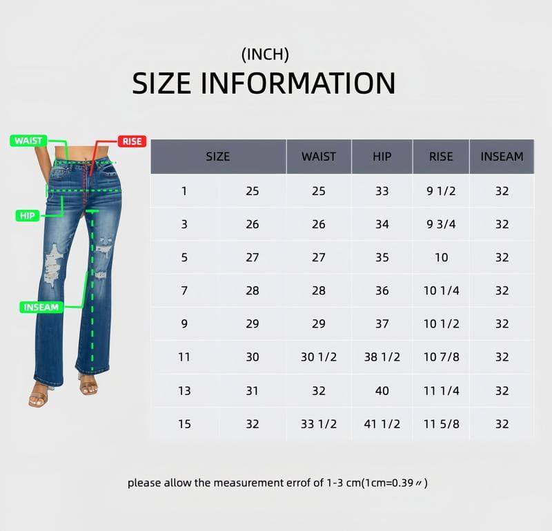 Black low rise ripped flare jeans made of blue denim with distressed details and a flared leg cut.