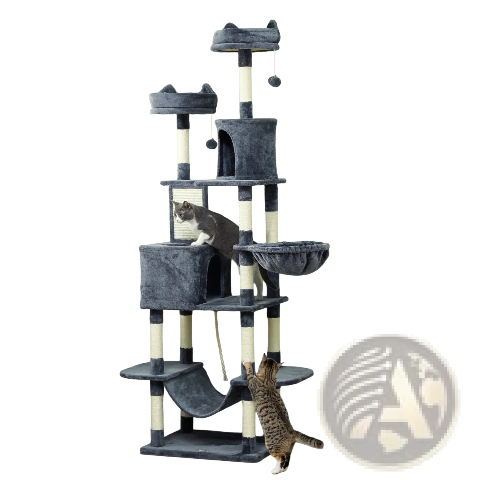 81 inch multi level tall cat tree gray plush with multiple platforms and scratching posts for cats