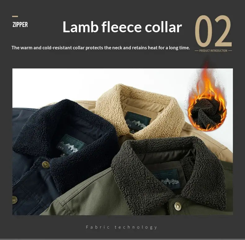 Veste boutonnée en matelassé à empiècements pour homme en velours côtelé doublée en polaire de laine d’agneau, avec un col en laine d’agneau en bleu marine, vert olive et beige, offrant une texture chaude et moelleuse pour une protection contre le froid.