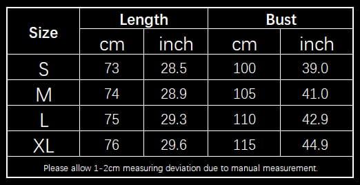 La tabla muestra medidas de talla en centímetros y pulgadas para el vestido tipo peto de longitud media de mezclilla con ribete de encaje, en tallas S a XL, incluyendo las dimensiones de la longitud y el contorno de busto.