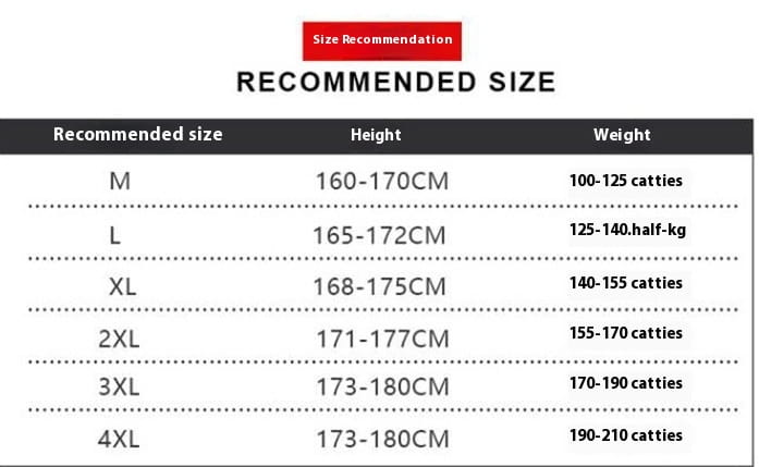 Tableau des recommandations de taille pour le cardigan pour homme en maille matelassée à col montant, indiquant les tailles recommandées en fonction de la taille et du poids.