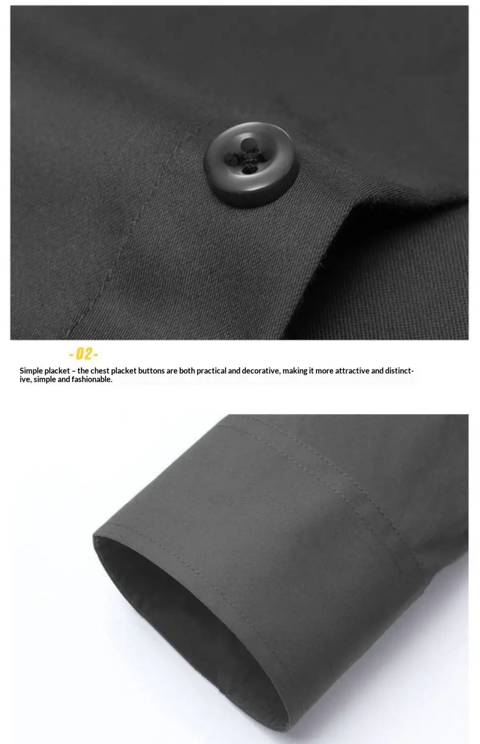 Ein schwarzer Kunststoffknopf mit glatter, abgerundeter Oberfläche und vier Löchern zum Durchziehen für ein Herren-Slim-Fit-Business-Hemd.