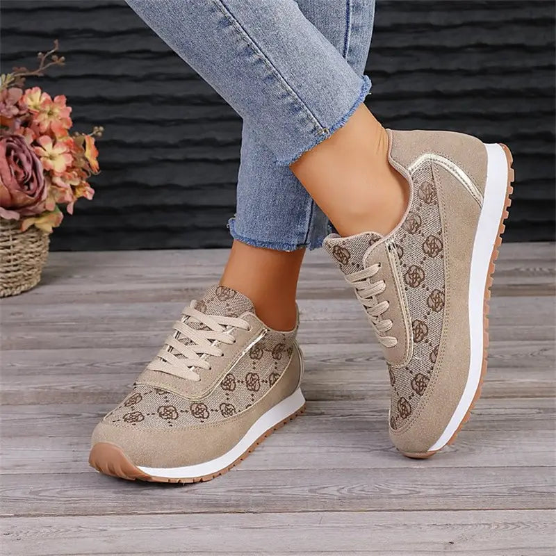 Floral Lace Up Lightweight Breathable Fashion Sneakers