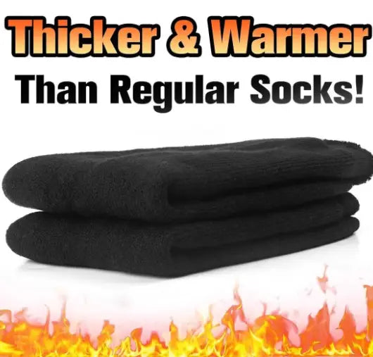 black thickly knitted woolen thermal winter socks designed for extra warmth and cold protection unisex 2 pairs
