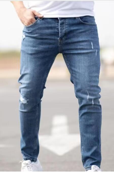 Men’s Distressed Slim Fit Stretch Denim Jeans