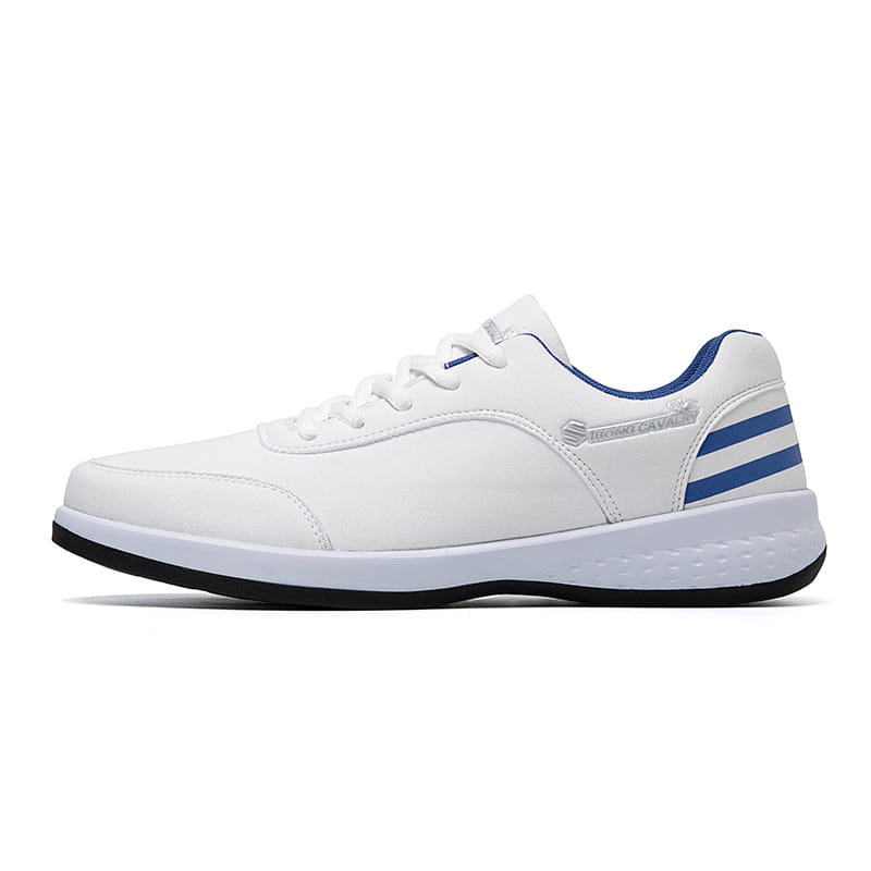 Strong Cavalry breathable mesh casual athletic sneaker in white with blue accents and a textured rubber sole.