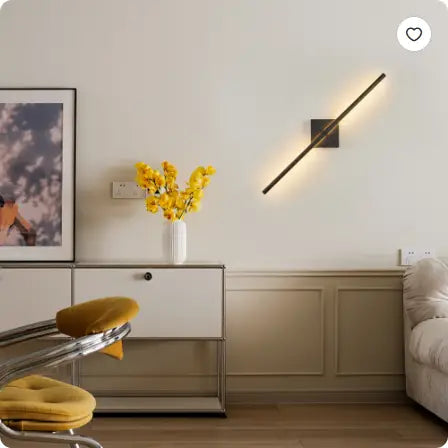 Modern led wall sconce 2-pack featuring a dimmable black matte finish with a sleek diagonal led light strip.
