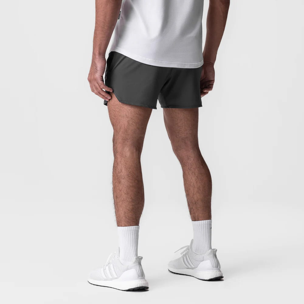 Men quick dry athletic sports shorts in dark gray with a sleek modern design and subtle side seam detailing.