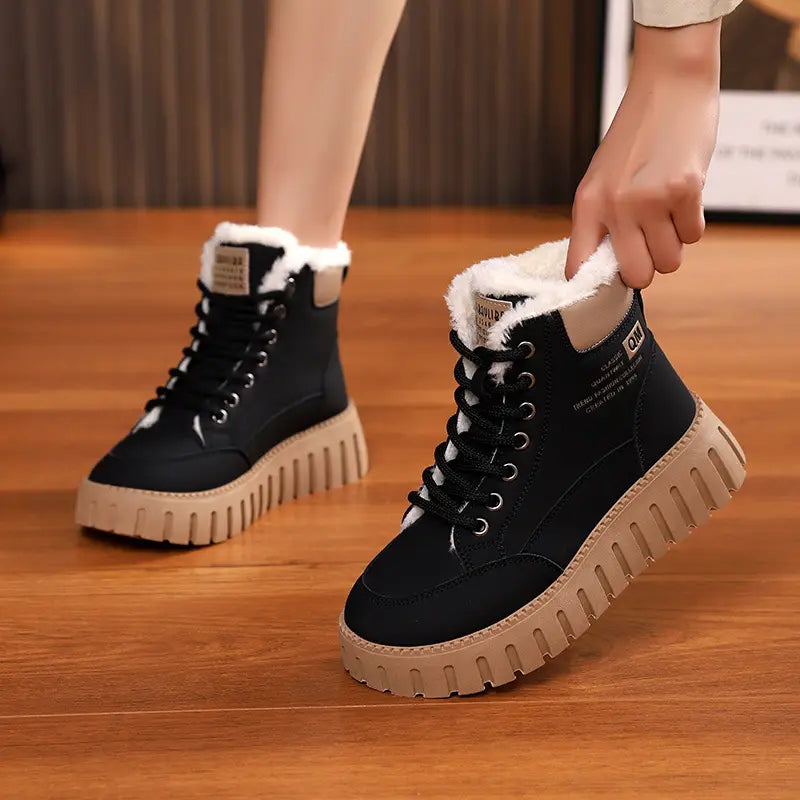 Women’s Lace Up Fleece Lined Winter Fashion Snow Boots