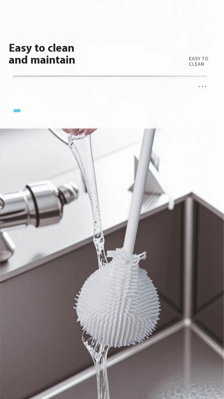 White silicone cup brush with long handle designed for easy cleaning and maintenance of glassware.