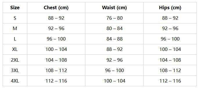 Größentabelle mit einer Darstellung der Brust-, Taillen- und Hüftmaße für die Größen S bis 4XL für Herren-Strickcardigan im Casual-Stil mit Taschen, Knopfverschluss und Jackenform.