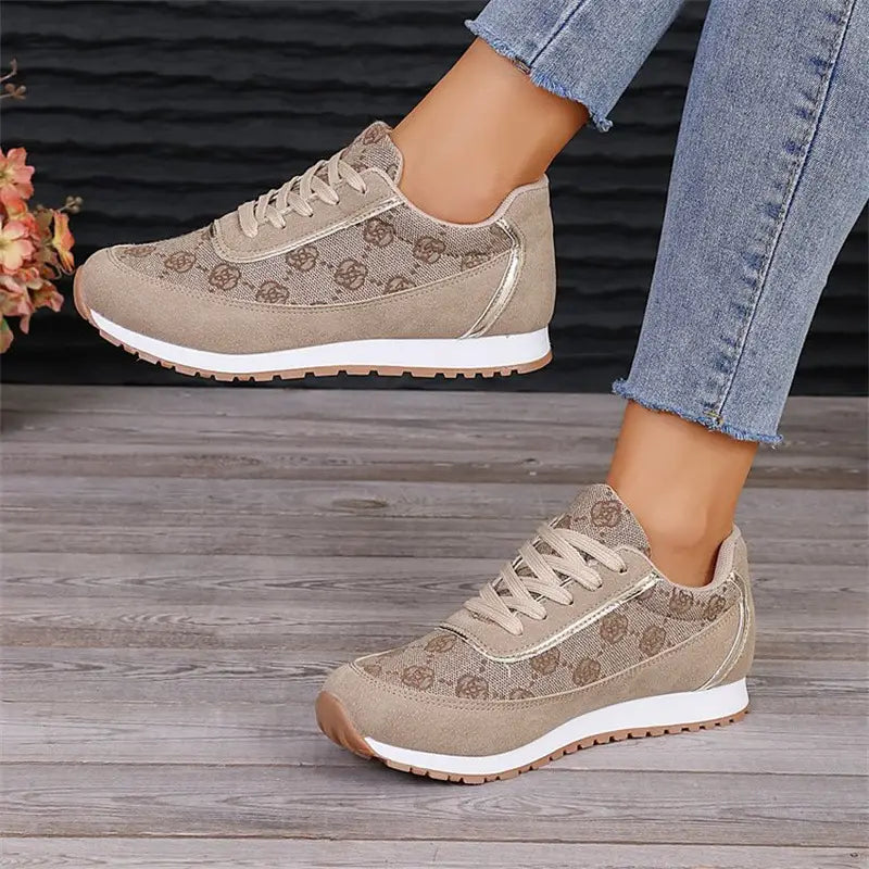 Floral Lace Up Lightweight Breathable Fashion Sneakers