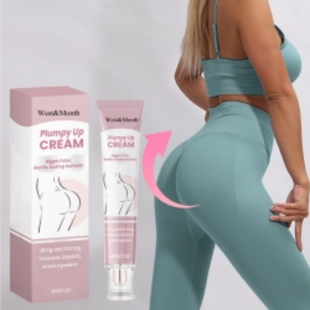 pink and white plumpy up buttock cream firming and lifting 30g tube from womandnour with a sleek design and clear cap