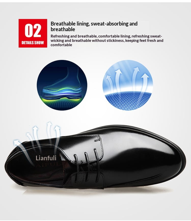 Men’s genuine leather low top business shoes in black patent leather with lace-up oxford design and polished finish