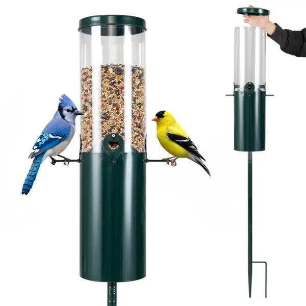 Comedero para aves de pie a prueba de ardillas con poste metálico de 10 lb