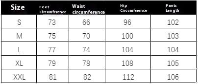 Tableau des tailles en pouces pour les jeans en denim à taille haute, jambe large, avec franges, présentant les mesures pour les tailles s à xxl.