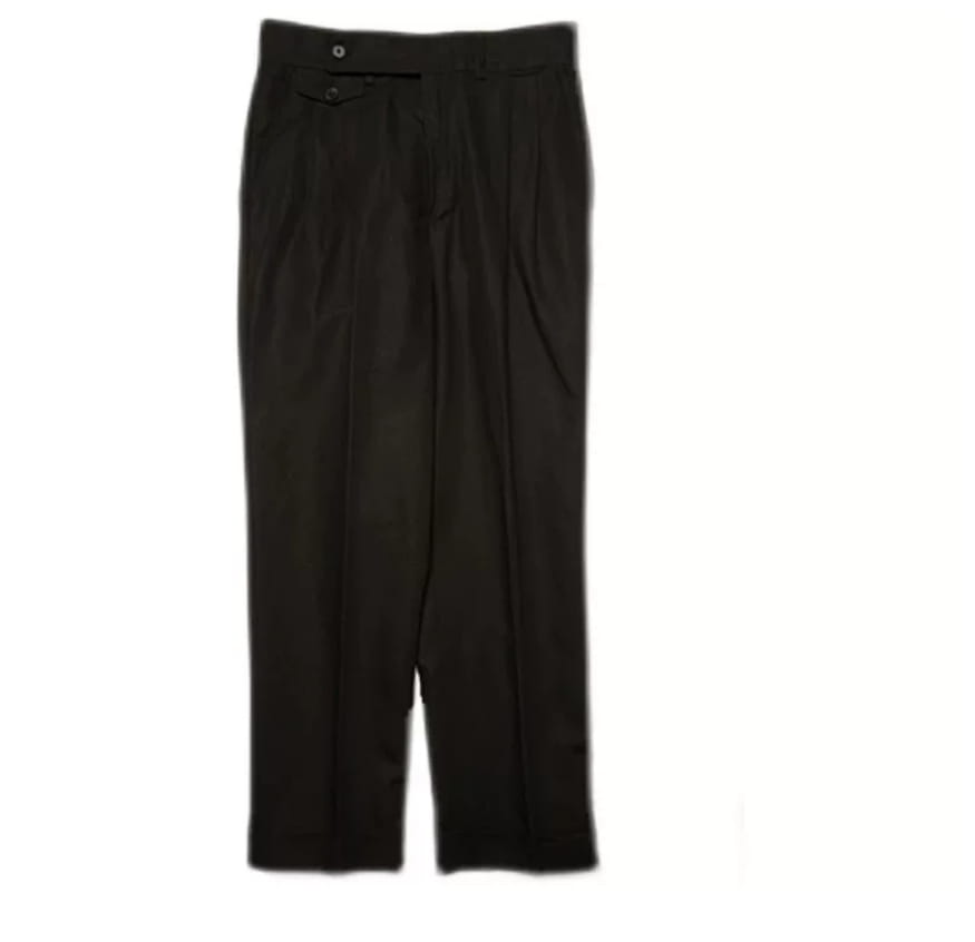 Black high waisted linen trousers for men with a classic tailored fit and pleated design.