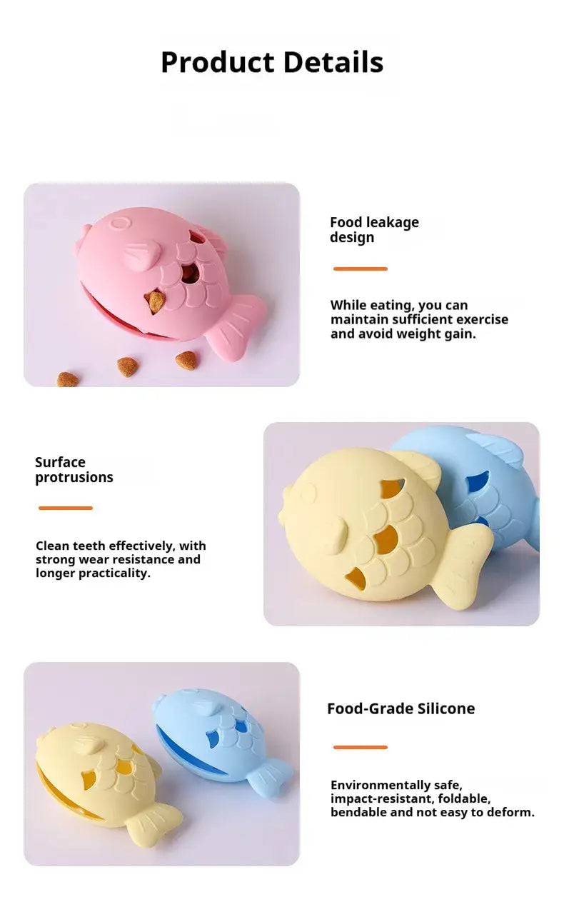 Fish Dog Treat Dispenser Silicone Slow Feeder Toy