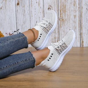Breathable Mesh Lace-up Running Sneakers