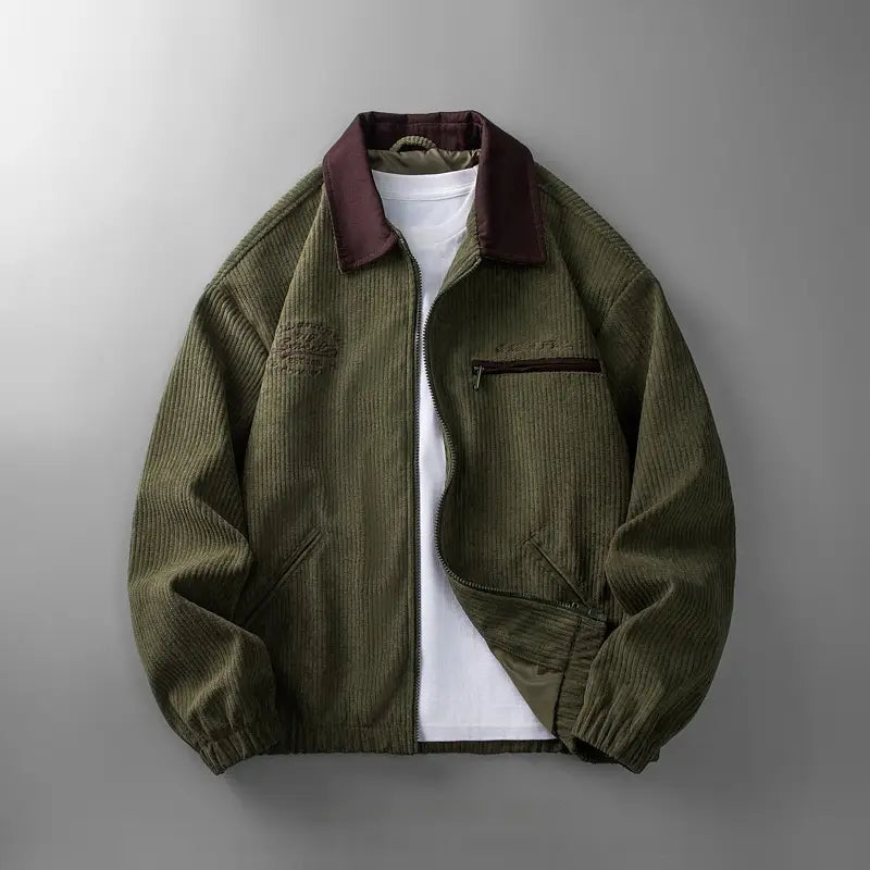 Herren Casual gestickte Cord-zipjacke