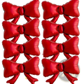 Red satin-finish bow-shaped foil balloons set ideal for wedding birthday bachelorette party and valentine’s day decoration